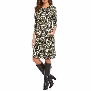 J. McLaughlin Catalyst sheath dress feather print XL